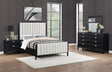 Tampa Furniture Outlet - Coaster - Brookmead 4-piece Upholstered Cal King Bedroom Set Black - 224710KW-S4
