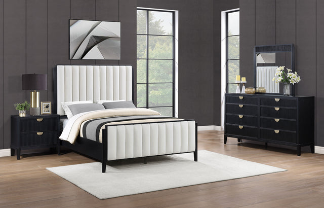 Tampa Furniture Outlet - Coaster - Brookmead 4-piece Upholstered Cal King Bedroom Set Black - 224710KW-S4