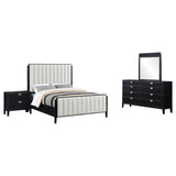 Brookmead 4-piece Upholstered Cal King Bedroom Set Black - Tampa Furniture Outlet