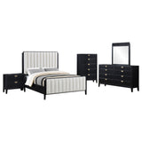 Brookmead 5-piece Upholstered Cal King Bedroom Set Black