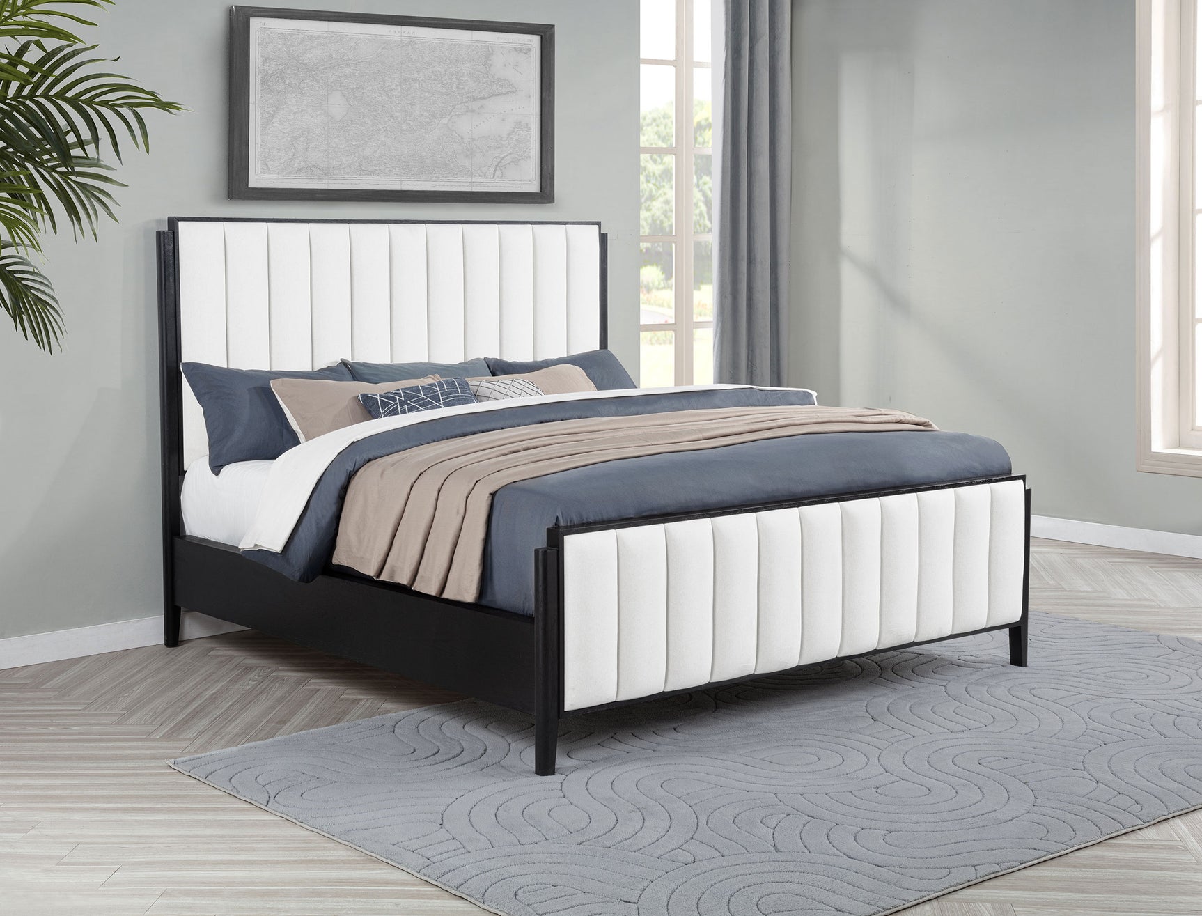 Brookmead 60-inch Upholstered California King Bed Black - Tampa Furniture Outlet