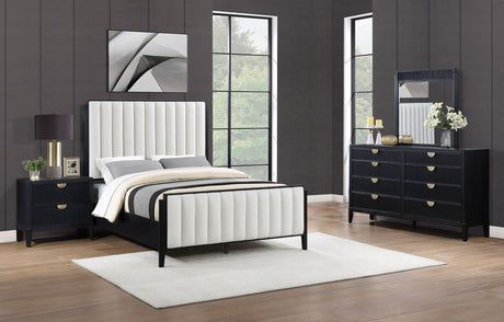 Tampa Furniture Outlet - Coaster - Brookmead 4-piece Upholstered Queen Bedroom Set Black - 224710Q-S4
