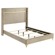 Tampa Furniture Outlet - Coaster - Lucia 61-inch Upholstered Eastern King Wingback Bed Beige - 224731KE