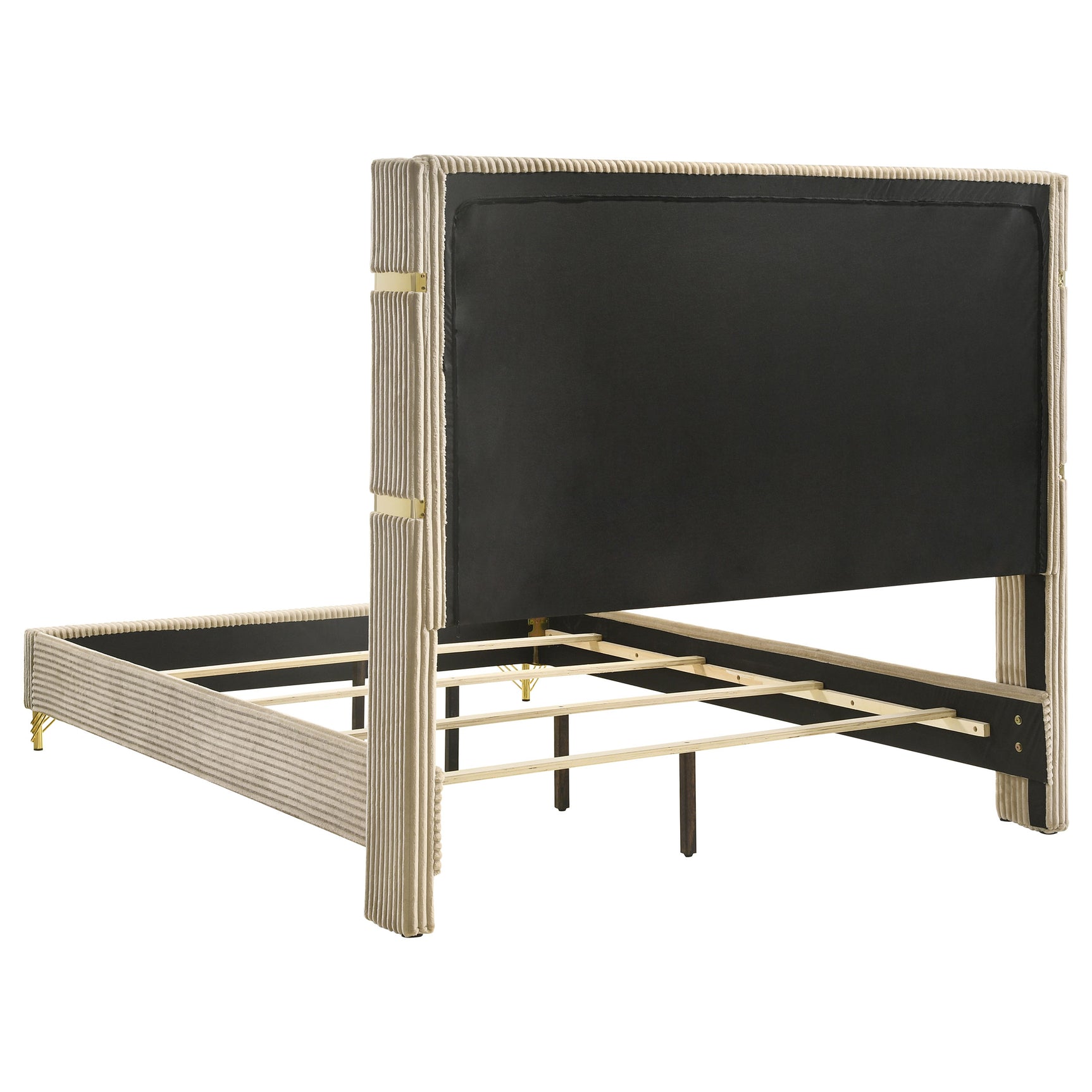 Lucia 61-inch Upholstered Queen Wingback Bed Beige - Tampa Furniture Outlet