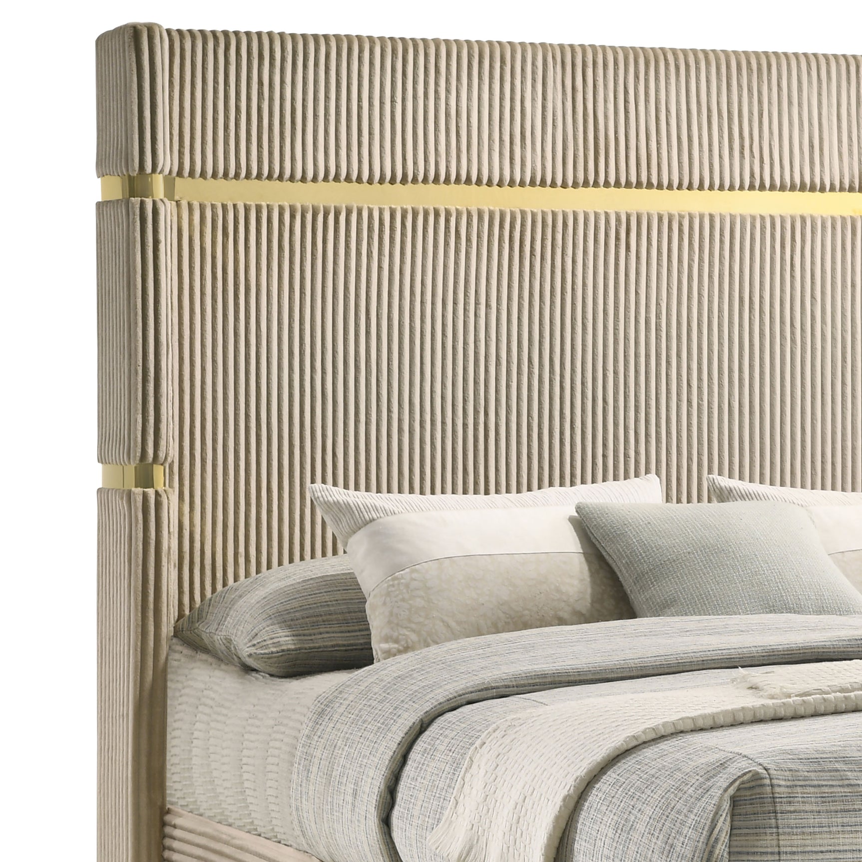 Lucia 61-inch Upholstered Queen Wingback Bed Beige - Tampa Furniture Outlet