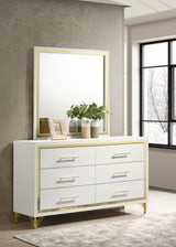 Lucia 6-drawer Dresser with Mirror White - Tampa Furniture Outlet