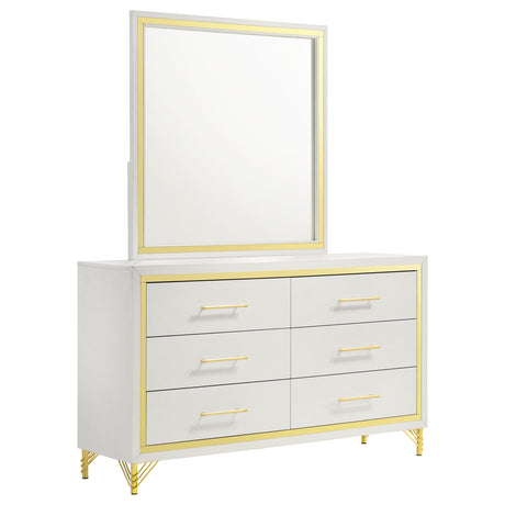 Tampa Furniture Outlet - Coaster - Lucia 6-drawer Dresser with Mirror White  - 224733M