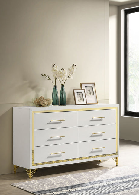 Lucia 6-drawer Dresser Cabinet White - Tampa Furniture Outlet