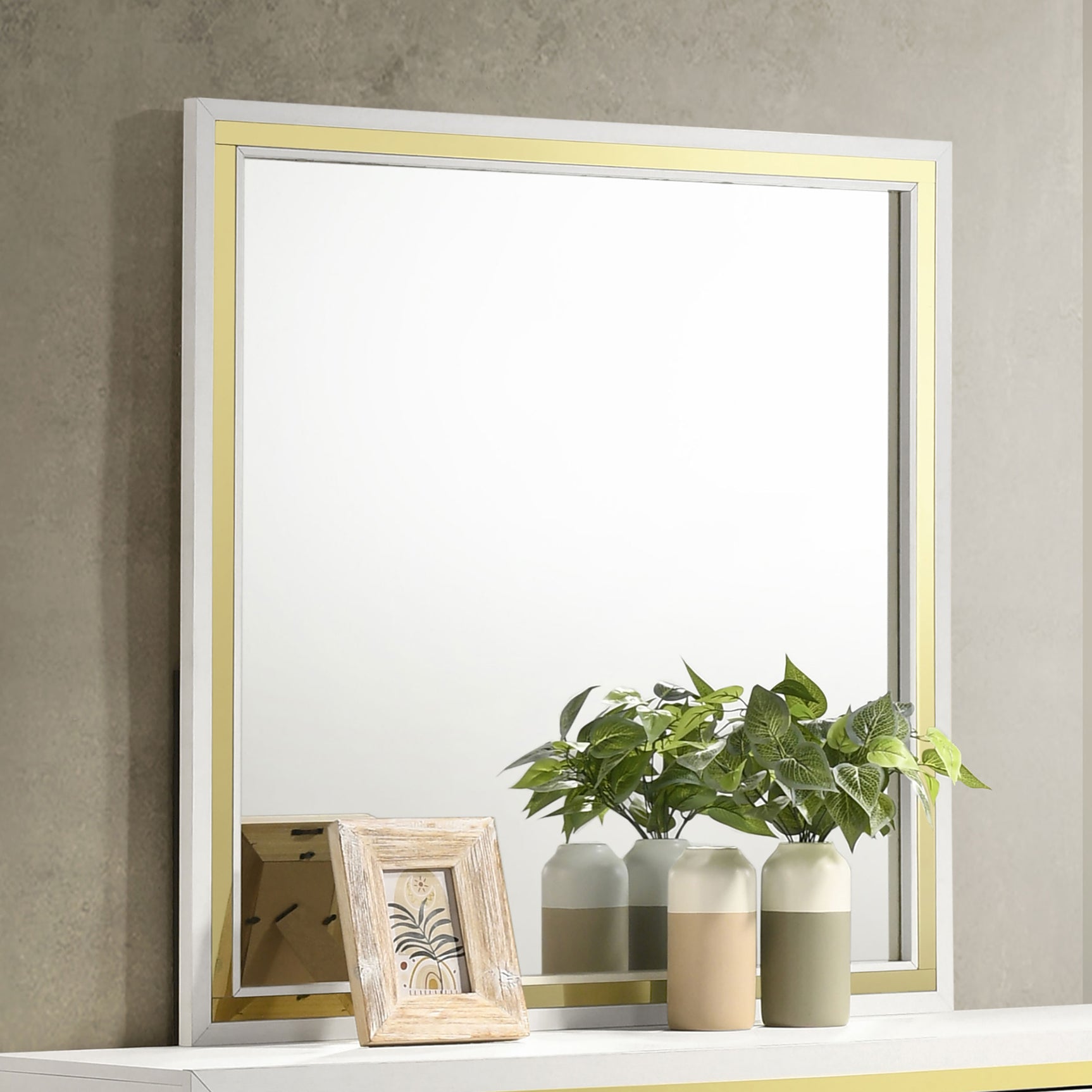 Lucia Dresser Mirror White - Tampa Furniture Outlet