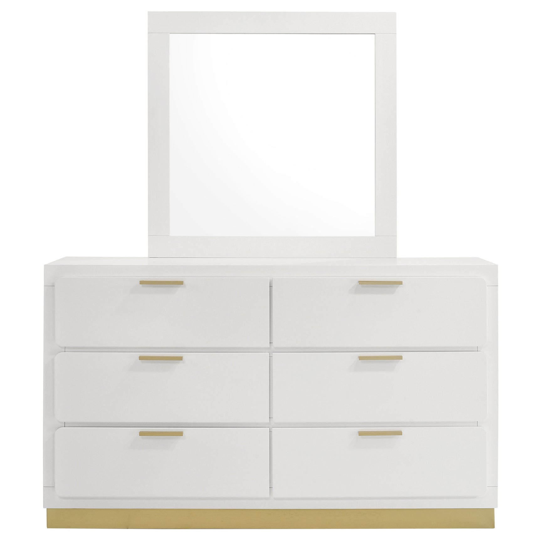 Caraway 6-drawer Dresser with Mirror White - Tampa Furniture Outlet