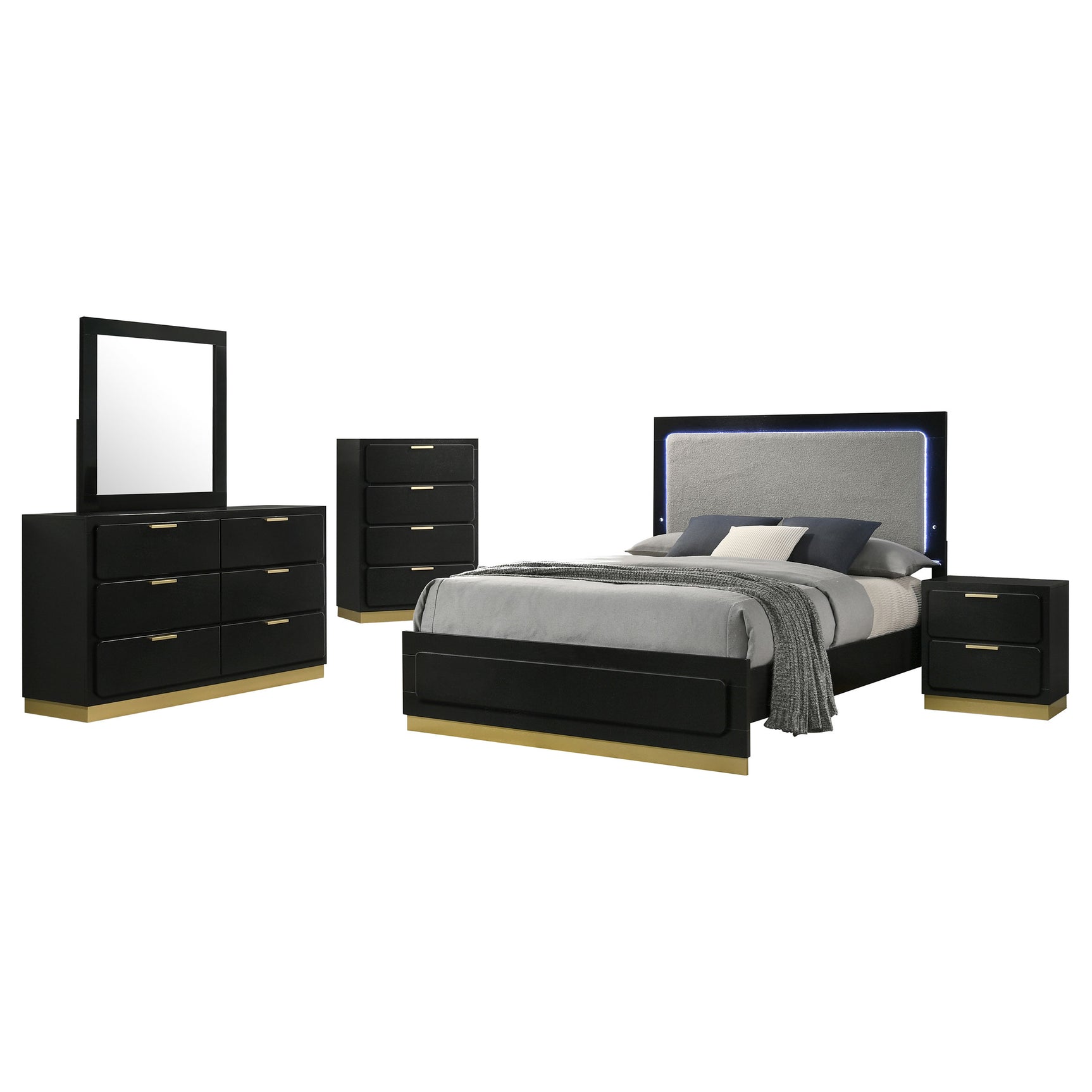 Caraway 5-piece California King Bedroom Set Black - Tampa Furniture Outlet