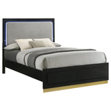 Caraway Wood California King LED Panel Bed Black - Tampa Furniture Outlet