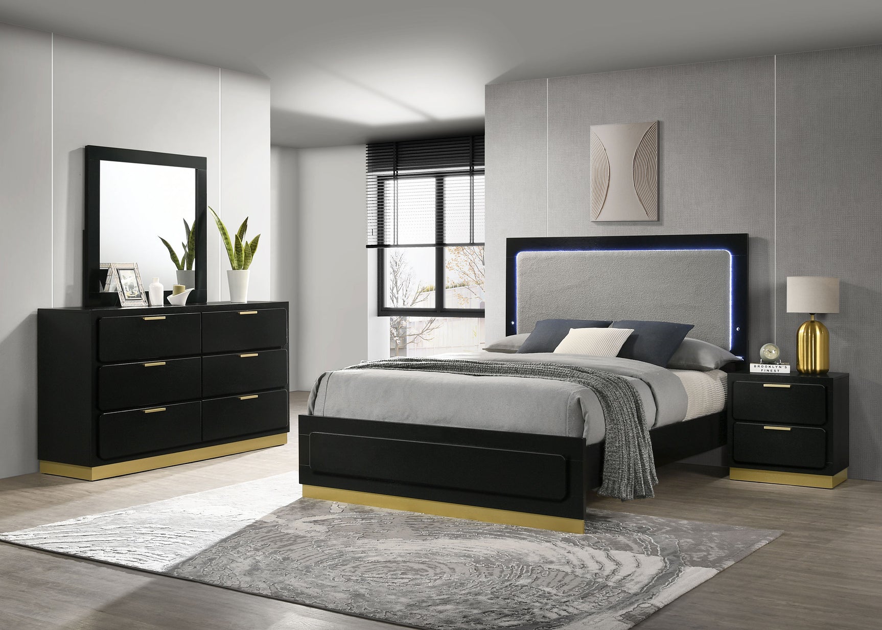 Tampa Furniture Outlet - Coaster - Caraway 4-piece Queen Bedroom Set Black - 224781Q-S4