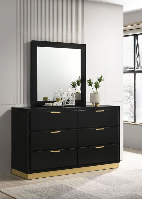 Caraway 6-drawer Dresser with Mirror Black - Tampa Furniture Outlet