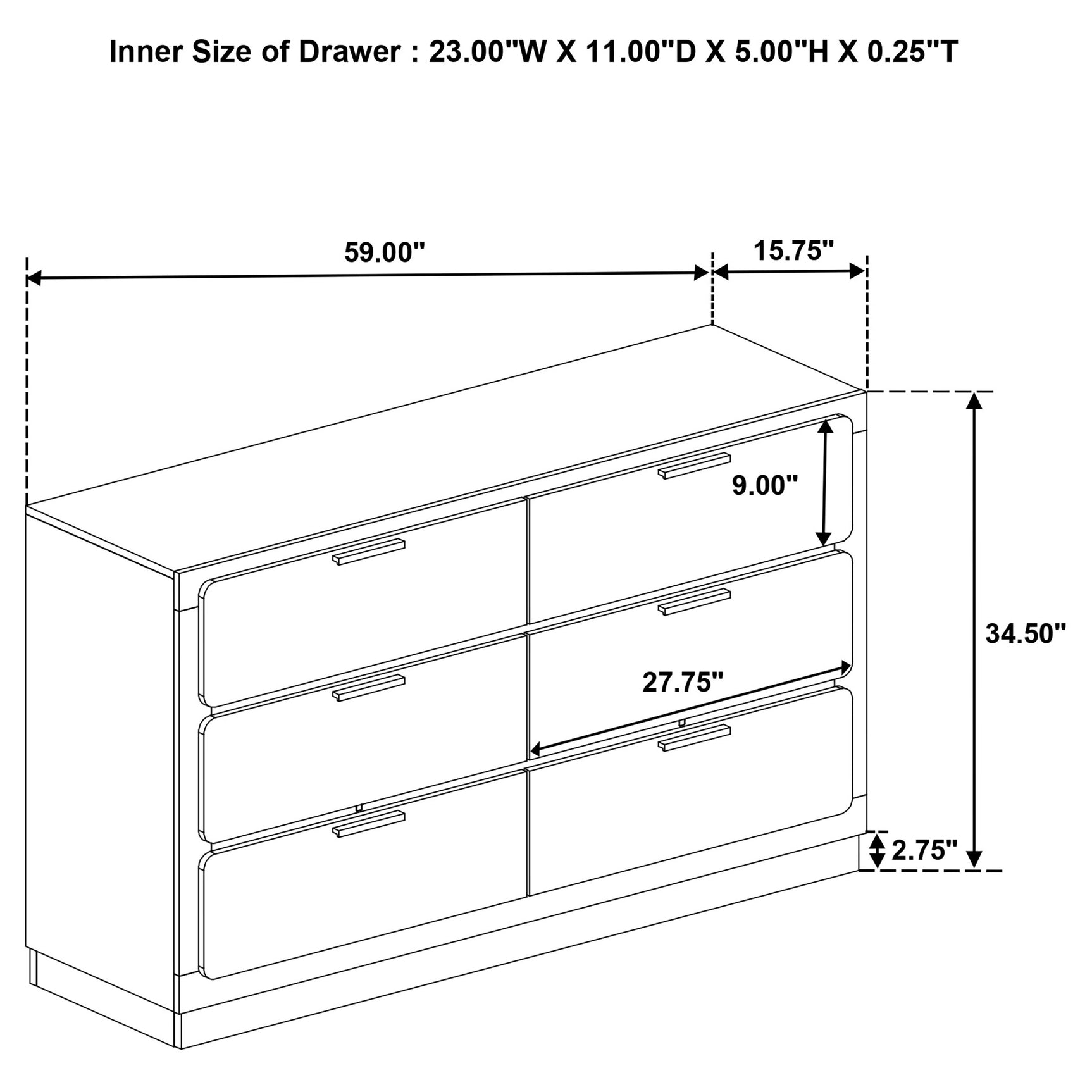 Caraway 6-drawer Dresser Black - Tampa Furniture Outlet