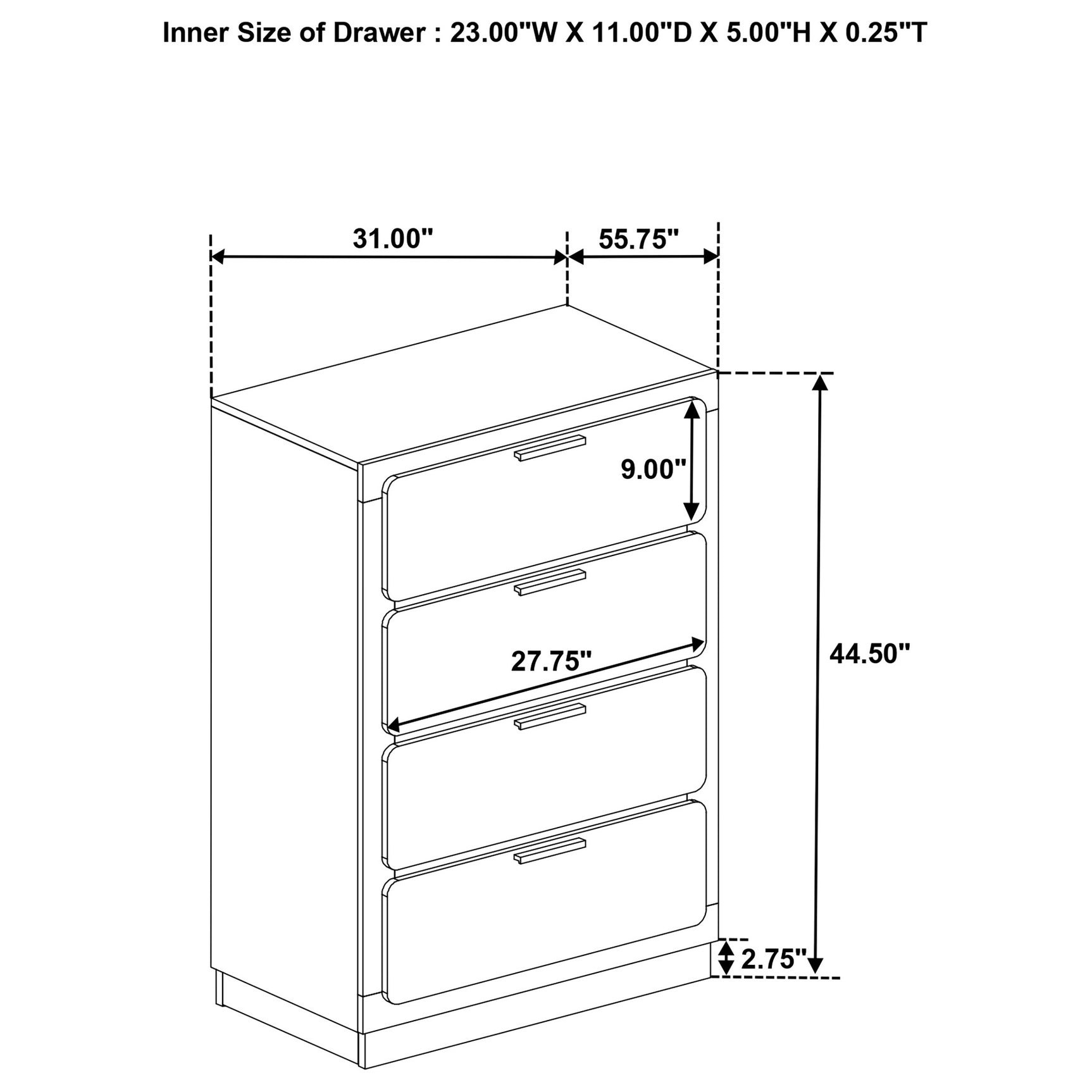 Caraway 4-drawer Bedroom Chest Black - Tampa Furniture Outlet