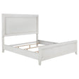 Tampa Furniture Outlet - Coaster - Marielle Eastern King Upholstered Panel Bed Distressed White  - 224841KE