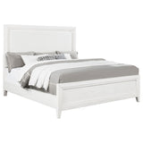 Marielle Eastern King Upholstered Panel Bed Distressed White - Tampa Furniture Outlet