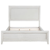 Marielle Eastern King Upholstered Panel Bed Distressed White - Tampa Furniture Outlet