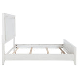 Marielle Eastern King Upholstered Panel Bed Distressed White - Tampa Furniture Outlet