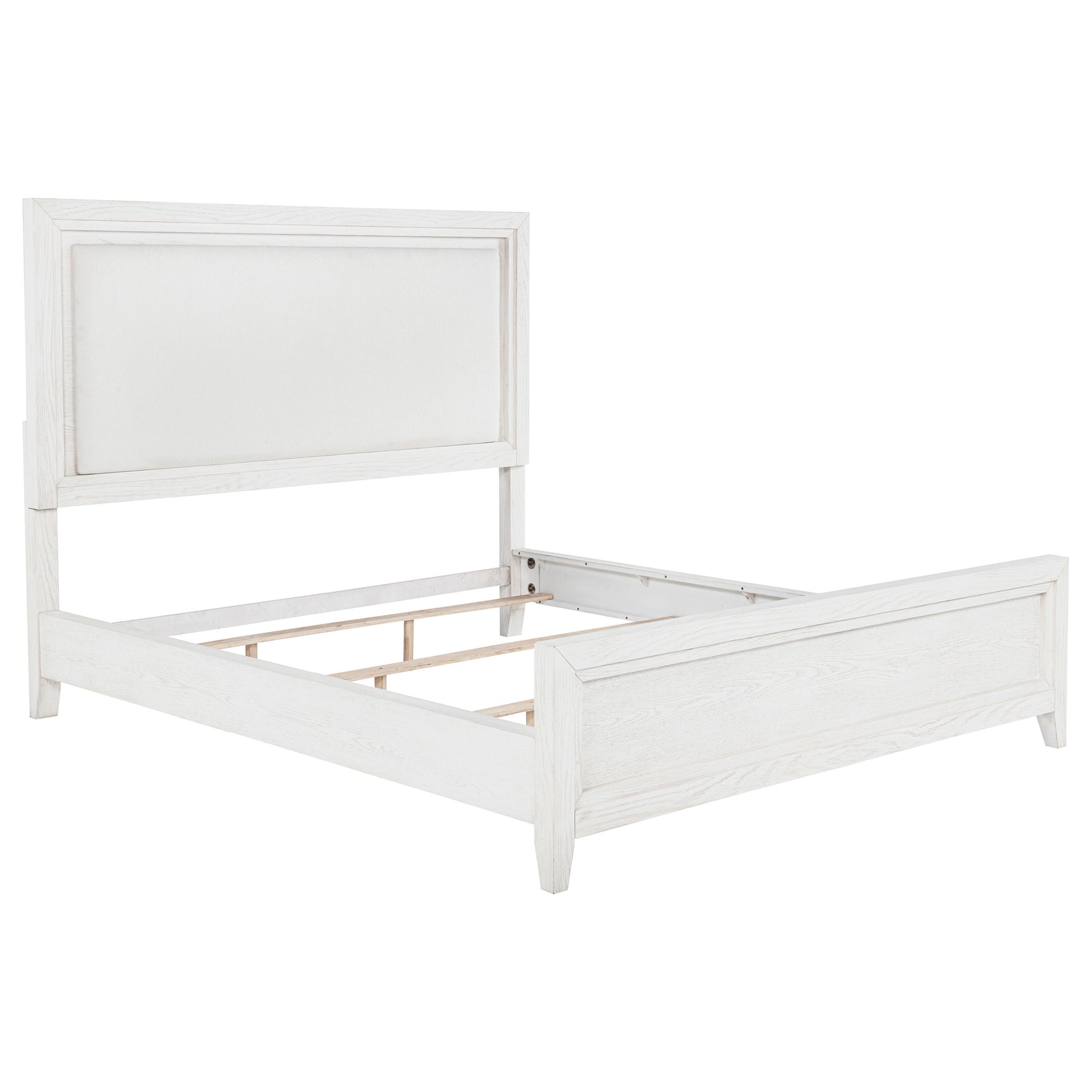Tampa Furniture Outlet - Coaster - Marielle California King Panel Upholstered Bed Distressed White  - 224841KW