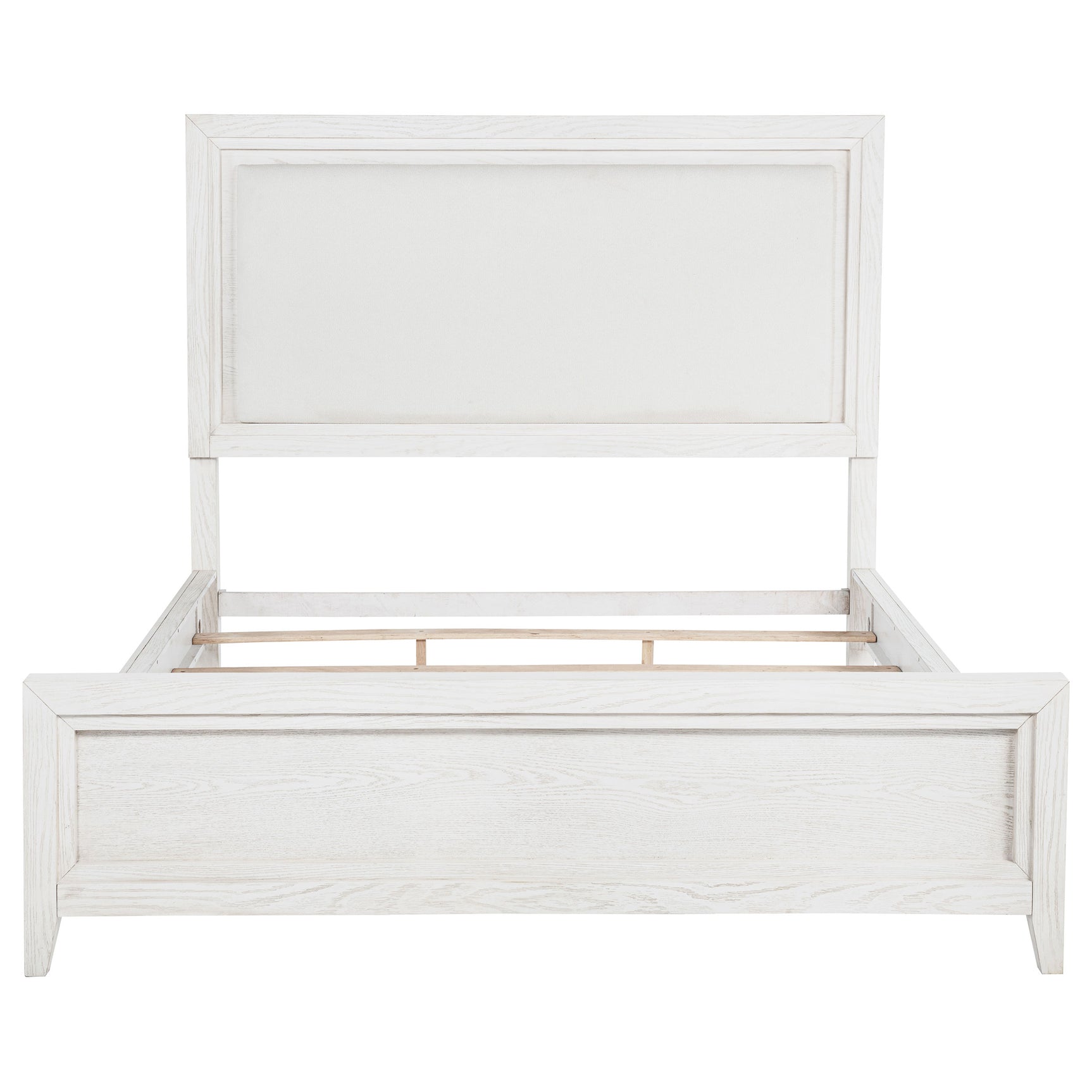 Marielle California King Panel Upholstered Bed Distressed White - Tampa Furniture Outlet