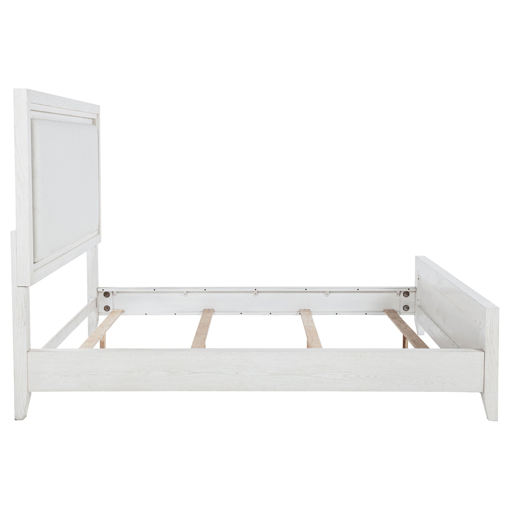 Marielle California King Panel Upholstered Bed Distressed White - Tampa Furniture Outlet