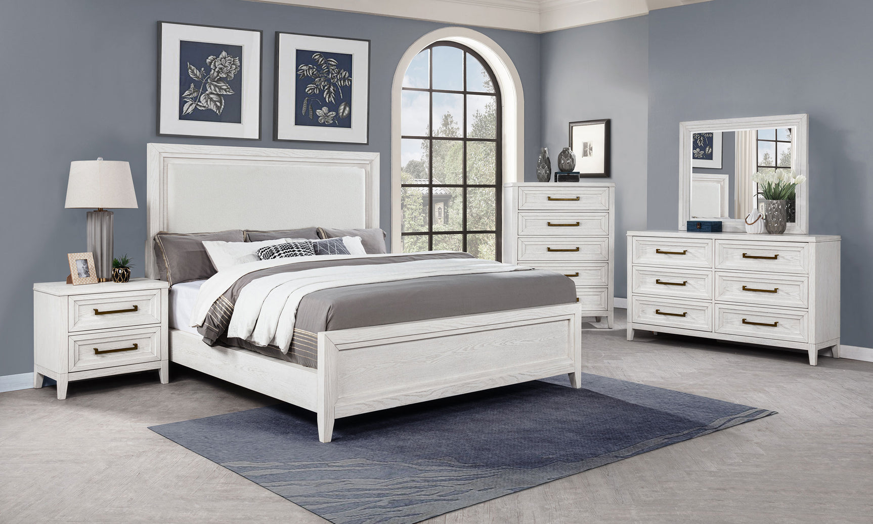 Tampa Furniture Outlet - Coaster - Marielle 5-piece Queen Bedroom Set Distressed White  - 224841Q-S5