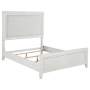 Tampa Furniture Outlet - Coaster - Marielle Queen Upholstered Panel Bed Distressed White - 224841Q