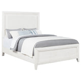 Marielle Queen Upholstered Panel Bed Distressed White - Tampa Furniture Outlet