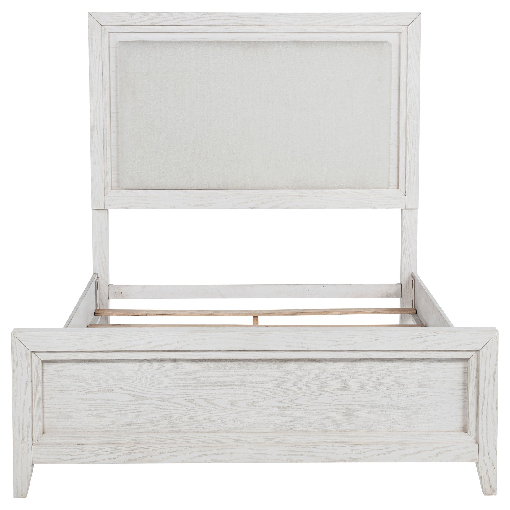 Marielle Queen Upholstered Panel Bed Distressed White - Tampa Furniture Outlet