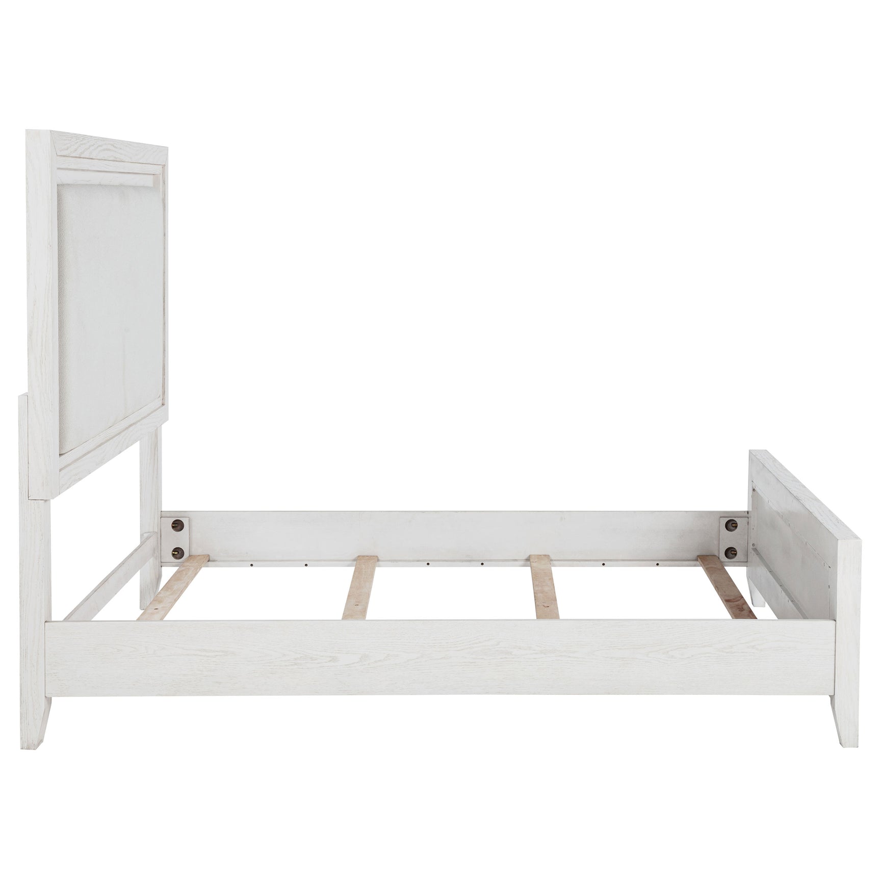Marielle Queen Upholstered Panel Bed Distressed White - Tampa Furniture Outlet
