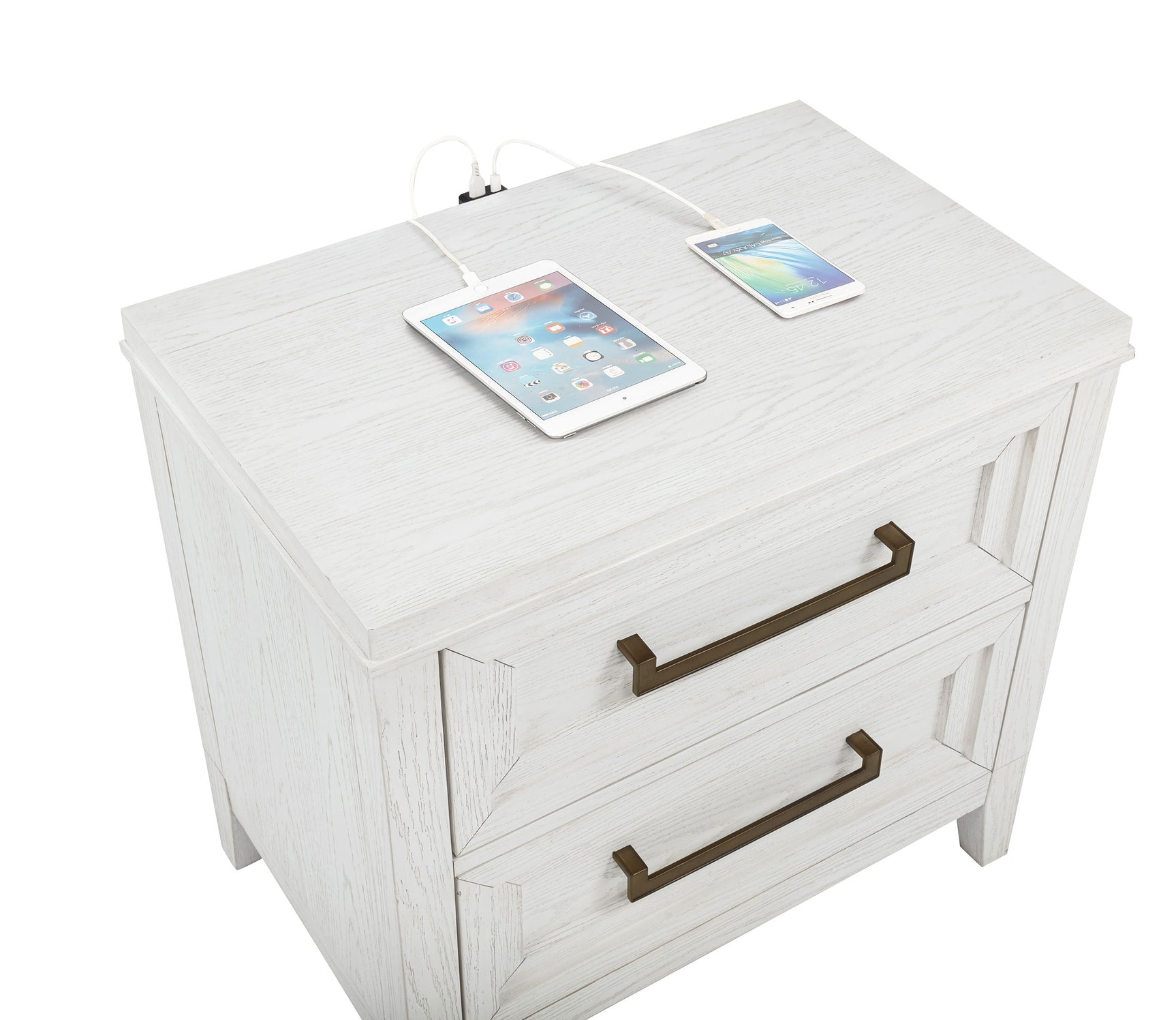 Marielle 2-drawer Nightstand Bedside Table Distressed White - Tampa Furniture Outlet