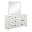 Tampa Furniture Outlet - Coaster - Marielle 6-drawer Dresser with Mirror Distressed White  - 224843M
