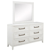 Tampa Furniture Outlet - Coaster - Marielle 6-drawer Dresser with Mirror Distressed White  - 224843M