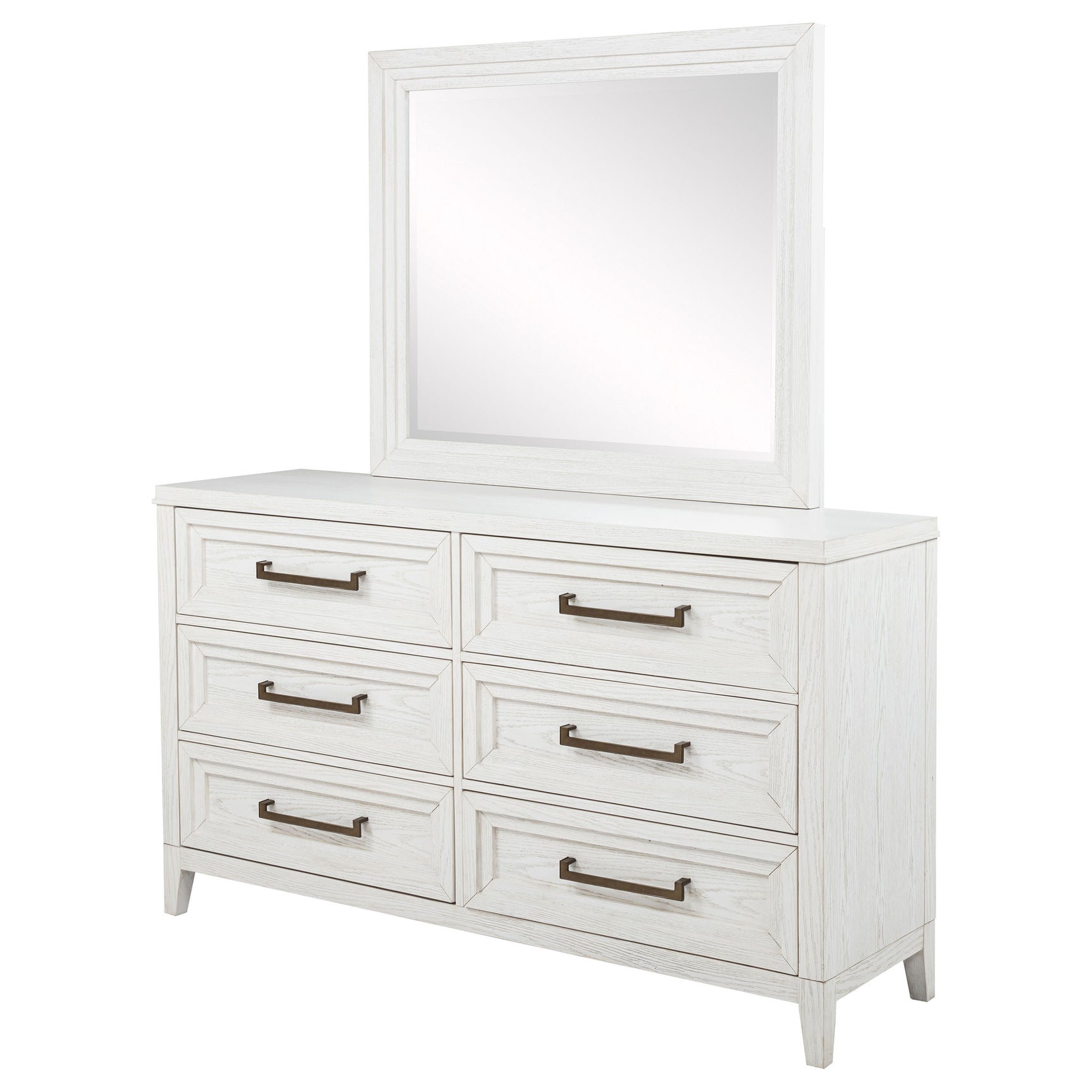 Marielle 6-drawer Dresser with Mirror Distressed White - Tampa Furniture Outlet