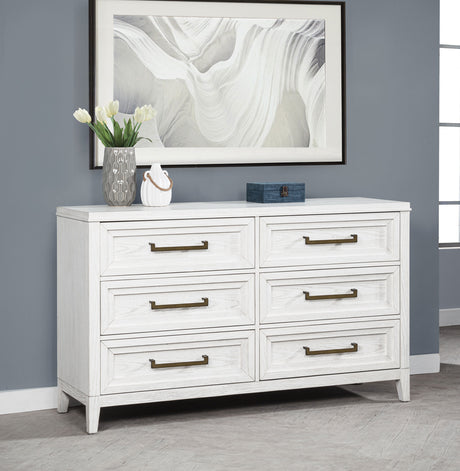 Marielle 6-drawer Bedroom Dresser Distressed White - Tampa Furniture Outlet