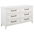 Tampa Furniture Outlet - Coaster - Marielle 6-drawer Bedroom Dresser Distressed White  - 224843