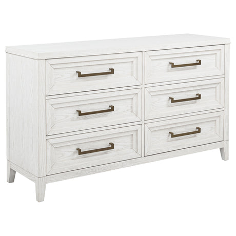 Tampa Furniture Outlet - Coaster - Marielle 6-drawer Bedroom Dresser Distressed White  - 224843