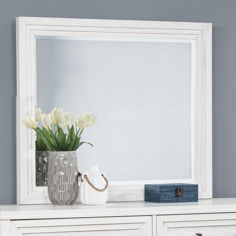 Marielle Dresser Mirror Distressed White - Tampa Furniture Outlet