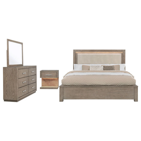 Kenora 4-piece Eastern King Bedroom Set Barley Brown - Tampa Furniture Outlet