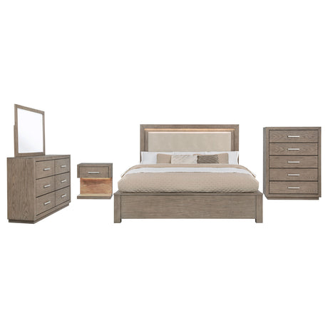 Kenora 5-piece Eastern King Bedroom Set Barley Brown - Tampa Furniture Outlet