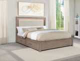 Kenora 56-inch Eastern King LED Storage Bed Barley Brown - Tampa Furniture Outlet