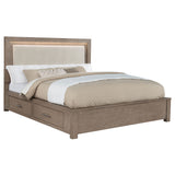 Kenora 56-inch Eastern King LED Storage Bed Barley Brown - Tampa Furniture Outlet