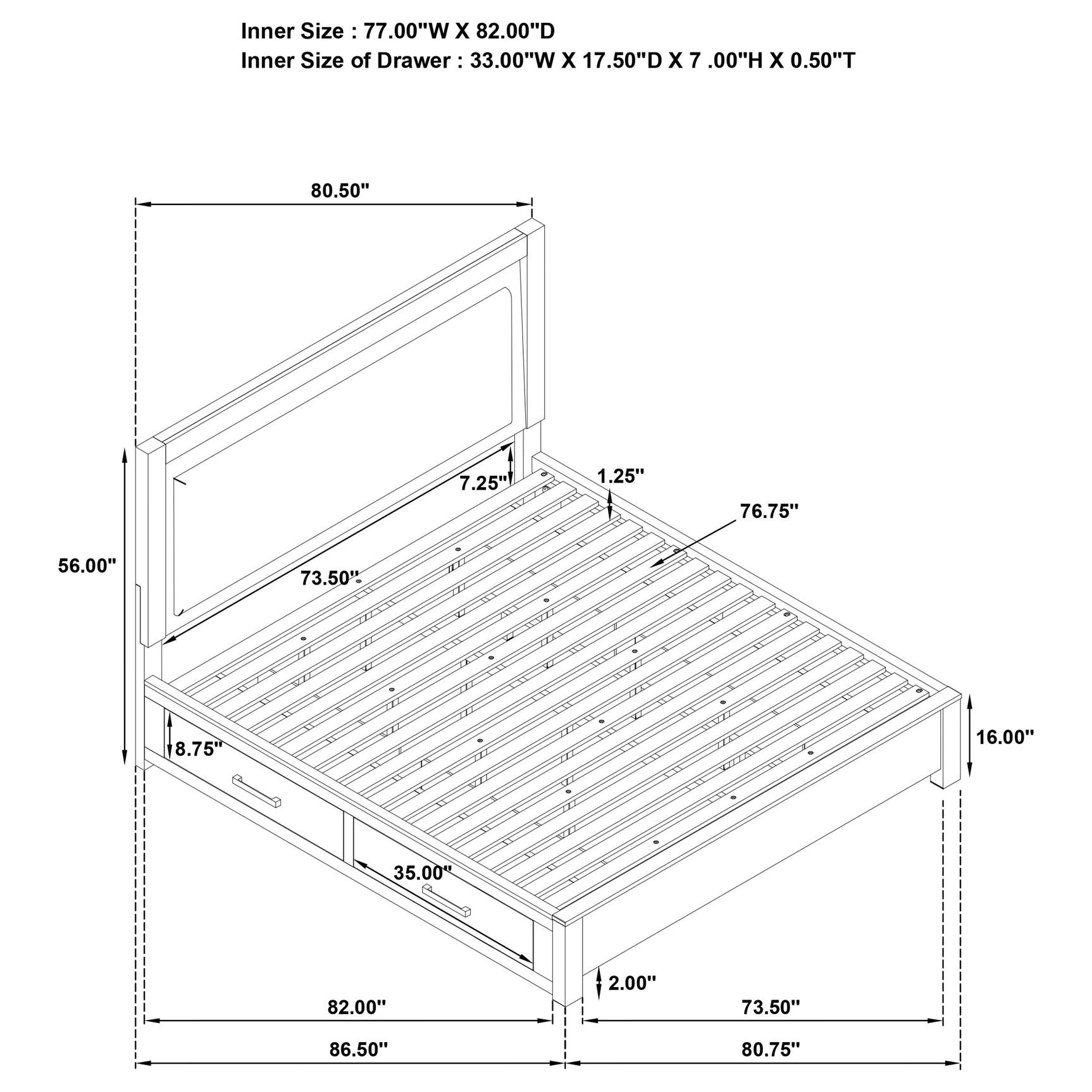 Kenora 56-inch Eastern King LED Storage Bed Barley Brown - Tampa Furniture Outlet
