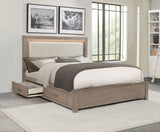 Kenora 56-inch California King LED Storage Bed Barley Brown - Tampa Furniture Outlet