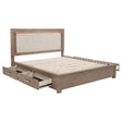 Tampa Furniture Outlet - Coaster - Kenora 56-inch California King LED Storage Bed Barley Brown - 224850KW