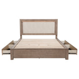 Kenora 56-inch California King LED Storage Bed Barley Brown - Tampa Furniture Outlet