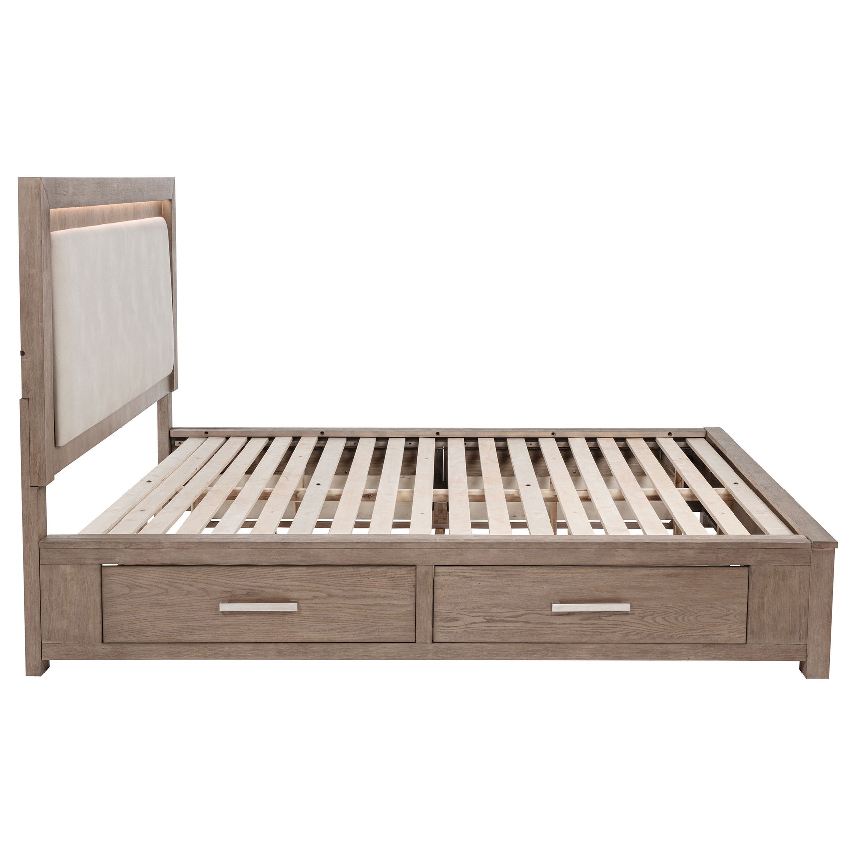 Kenora 56-inch California King LED Storage Bed Barley Brown - Tampa Furniture Outlet