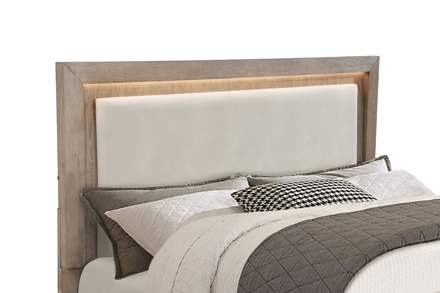 Kenora 56-inch California King LED Storage Bed Barley Brown - Tampa Furniture Outlet